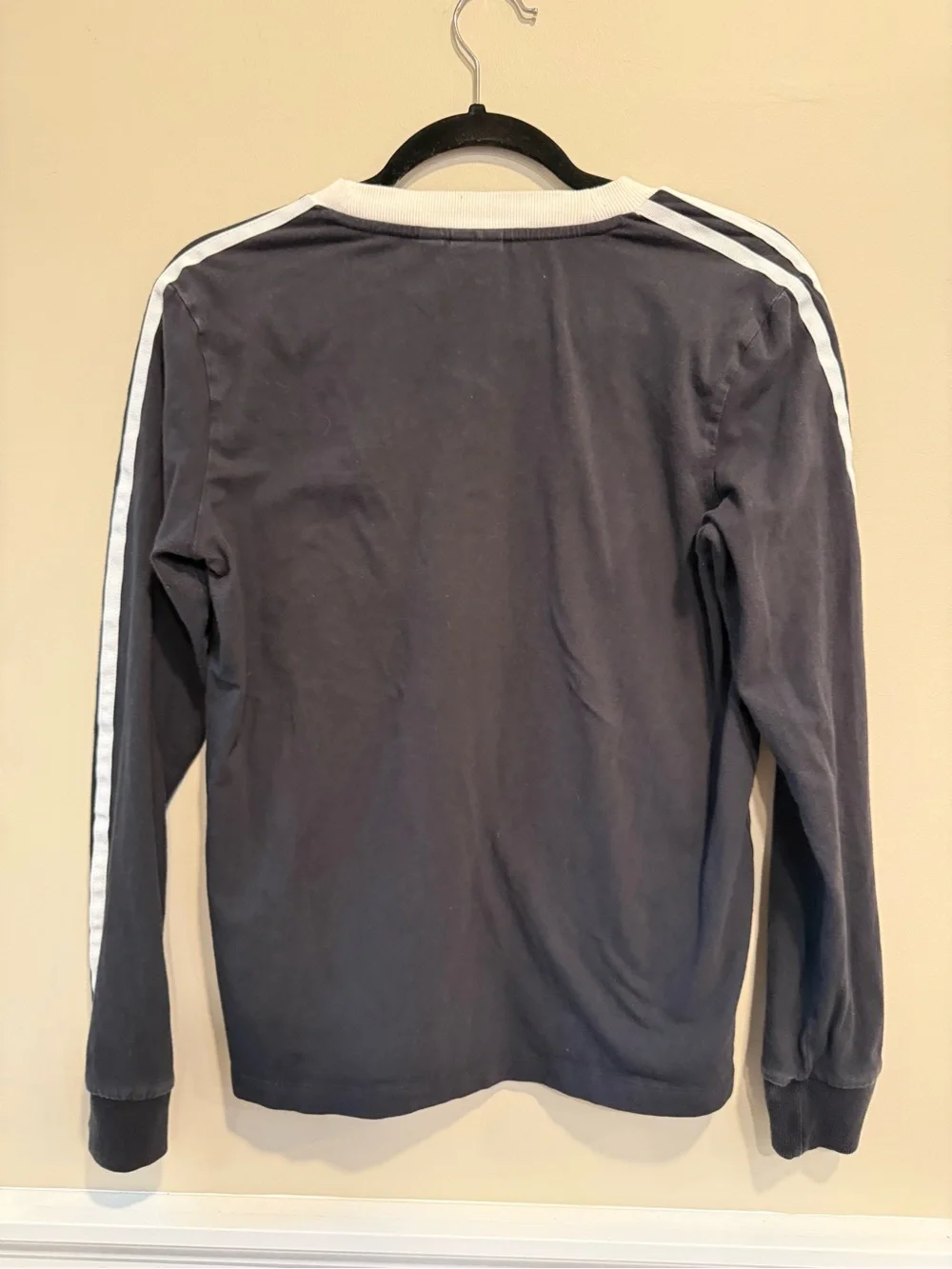 adidas classic trefoil Black Long Sleeve Tee with White Rib Collar
